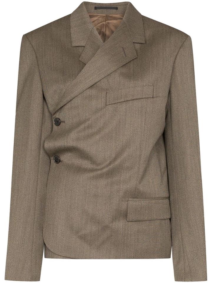 Martine Rose Wrap-around Side-button Blazer - Brown