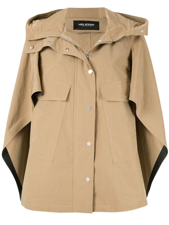 Neil Barrett Hooded Cape Jacket - Brown
