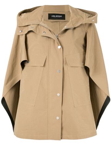 Neil Barrett Hooded Cape Jacket - Brown