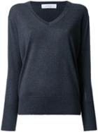 Le Ciel Bleu V-neck Knit Blouse, Women's, Size: 36, Grey, Silk/cashmere