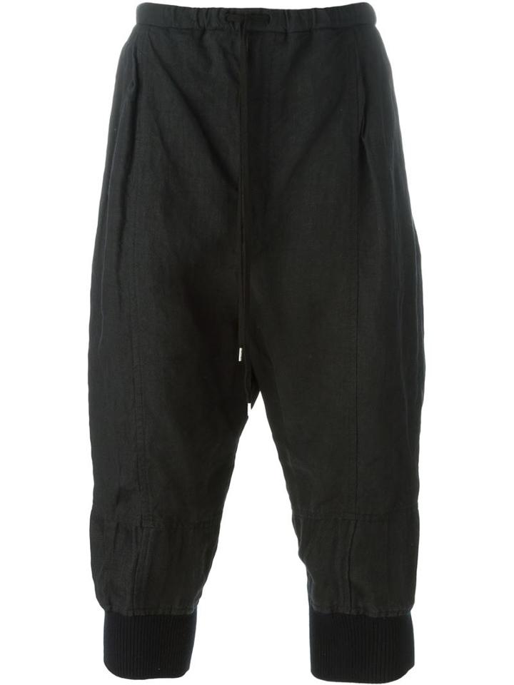 The Viridi-anne Drop Crotch Cropped Trousers, Men's, Size: 2, Black, Linen/flax