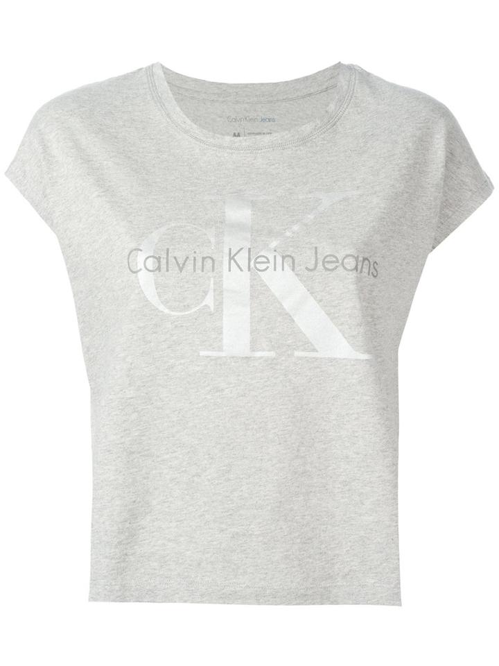 Calvin Klein Jeans Logo Print T-shirt, Women's, Size: Xs, Grey, Cotton