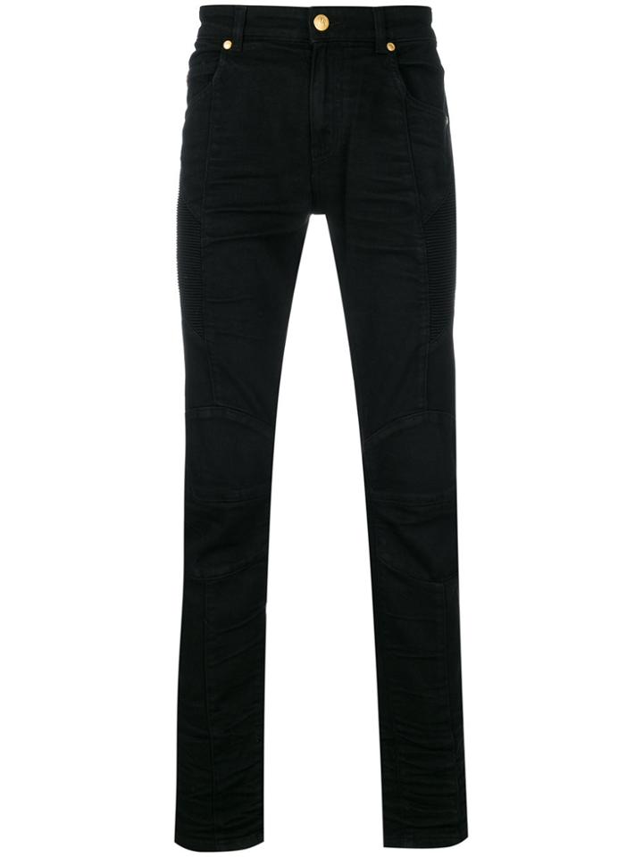 Pierre Balmain Slim-fit Biker Jeans - Black