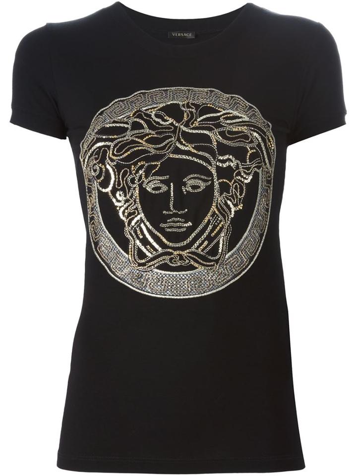 Versace Medusa T-shirt, Women's, Size: 42, Black, Viscose/spandex/elastane