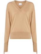 Burberry Logo Detail Merino Wool Silk Sweater - Neutrals