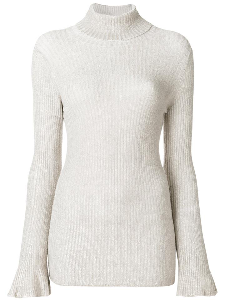 Nude Ribbed Roll Neck Top - Nude & Neutrals