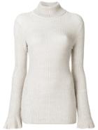 Nude Ribbed Roll Neck Top - Nude & Neutrals