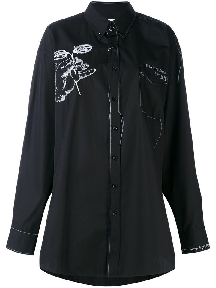 Maison Margiela - Embroidered Shirt - Women - Cotton/polyester/ceramic - 38, Black, Cotton/polyester/ceramic