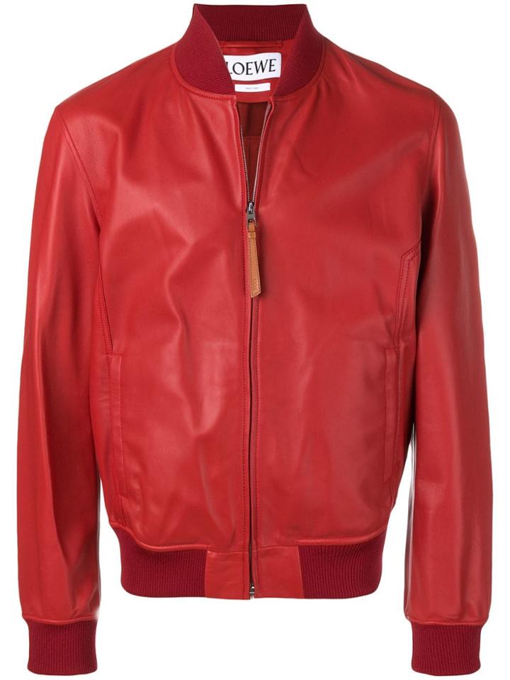Loewe Bomber Leather Jacket - Red