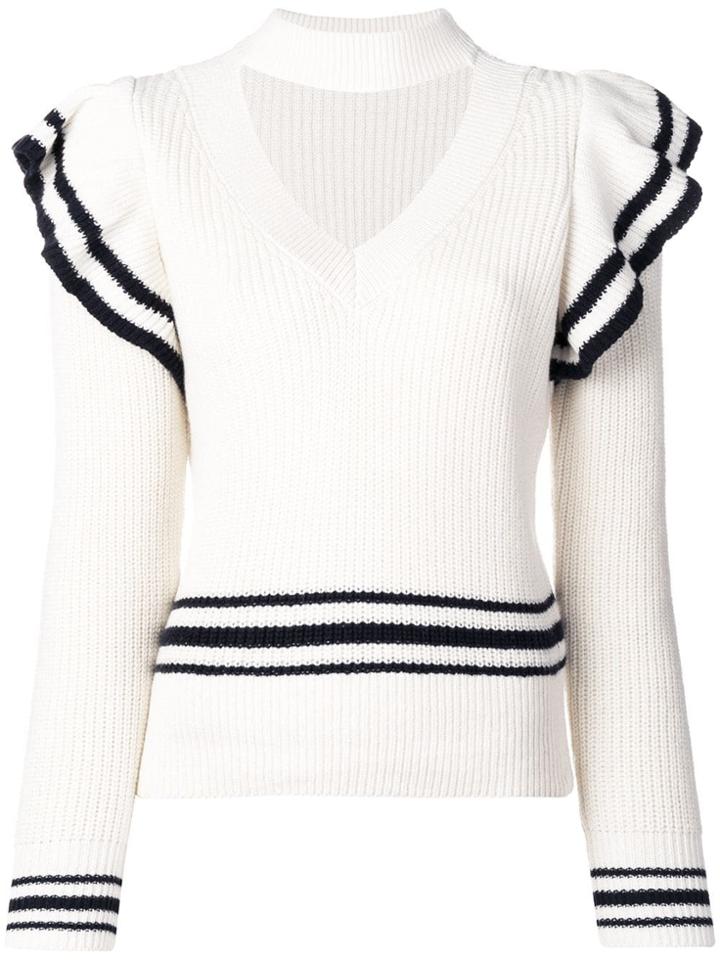 Self-portrait Choker Detailed Jumper - White