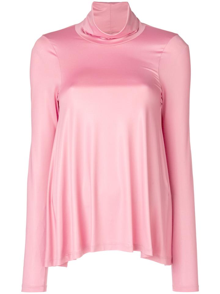 Mm6 Maison Margiela Gathered High Neck Top - Pink & Purple