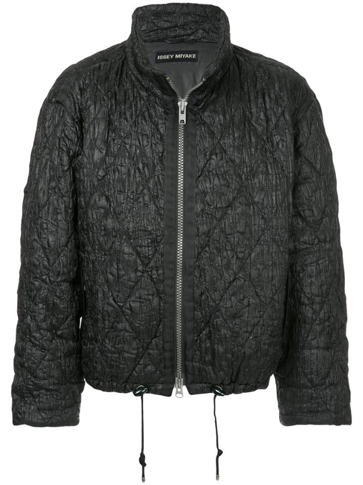 Issey Miyake Vintage Crinkle-effect Zip-up Jacket - Black