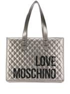 Love Moschino Quilted Logo Print Tote - Grey