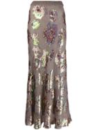 Talbot Runhof Cosy Sequin Lace Skirt - Neutrals