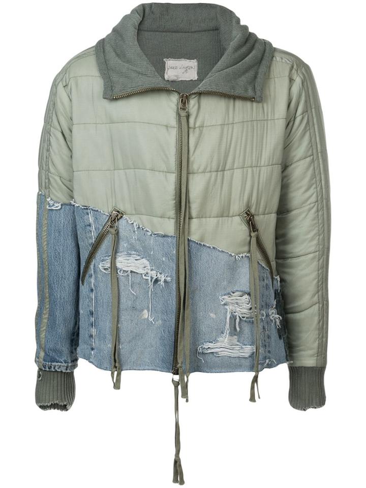 Greg Lauren Patchwork Hooded Jacket - Green