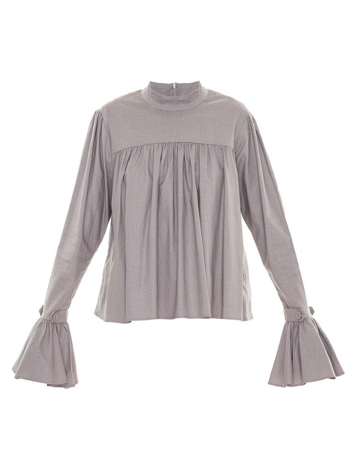 Framed Ruffled Blouse - Grey