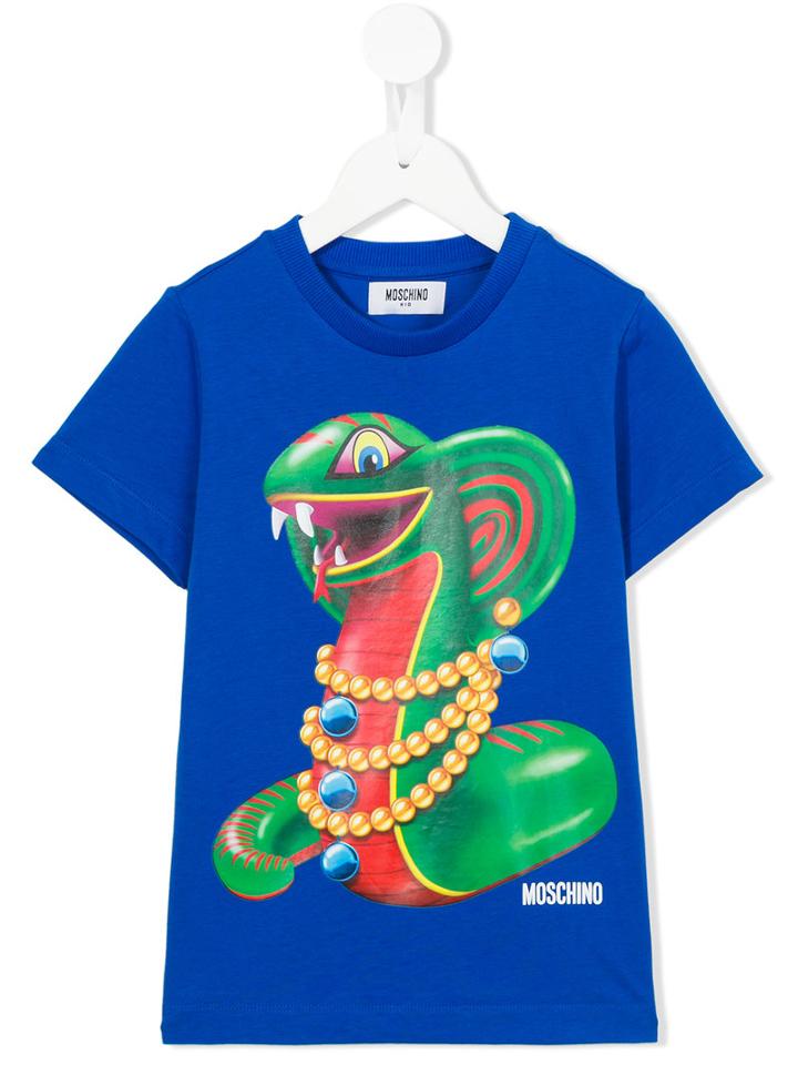Moschino Kids Snake Print T-shirt, Boy's, Size: 8 Yrs, Blue