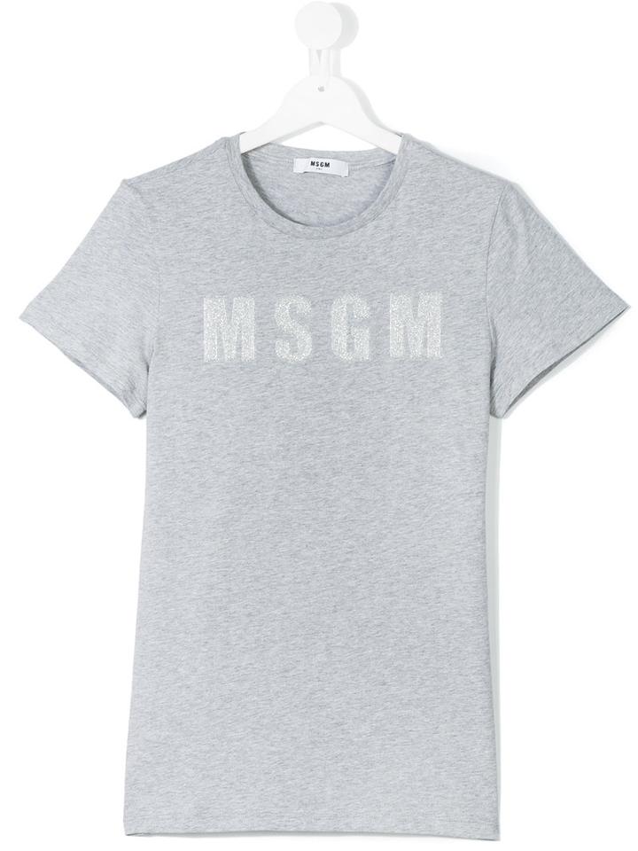 Msgm Kids - Logo T-shirt - Kids - Cotton - 14 Yrs, Grey