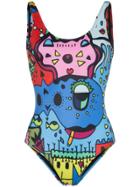 Ellie Rassia Miami Baywatch Scoop Neck Printed Swimsuit - Green