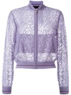 Elie Saab Lace Bomber Jacket, Women's, Size: 38, Pink/purple, Cotton/nylon/polyamide/viscose