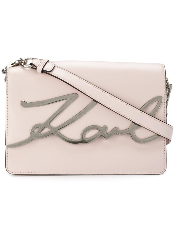 Karl Lagerfeld Signature Shoulder Bag - Pink & Purple