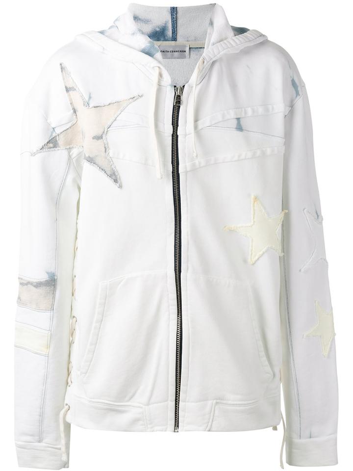 Faith Connexion Star Laced Zipped Hoodie, Men's, Size: Small, White, Cotton