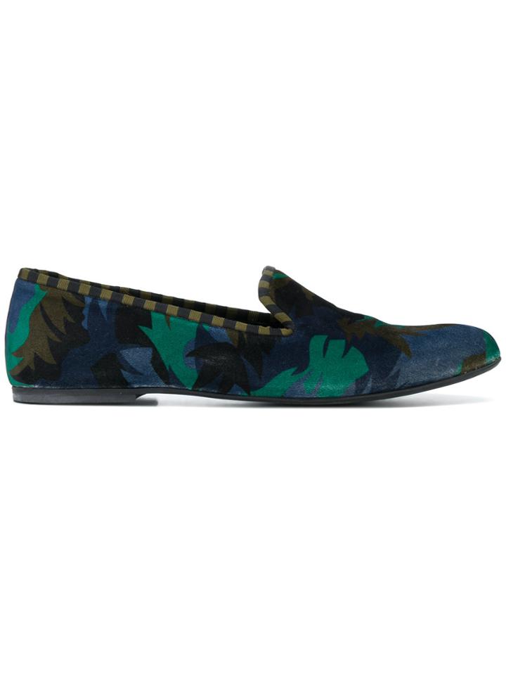Tomas Maier Camo Palm Smoking Slipper - Blue