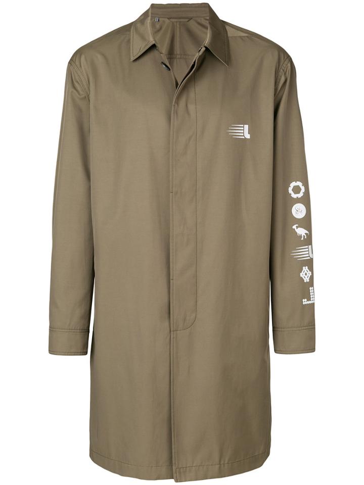 Lanvin Oversized Rear Print Trench Coat - Green
