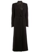 Ann Demeulemeester Shawl Lapel Belted Coat, Women's, Size: 42, Black, Nylon/spandex/elastane/rayon/virgin Wool