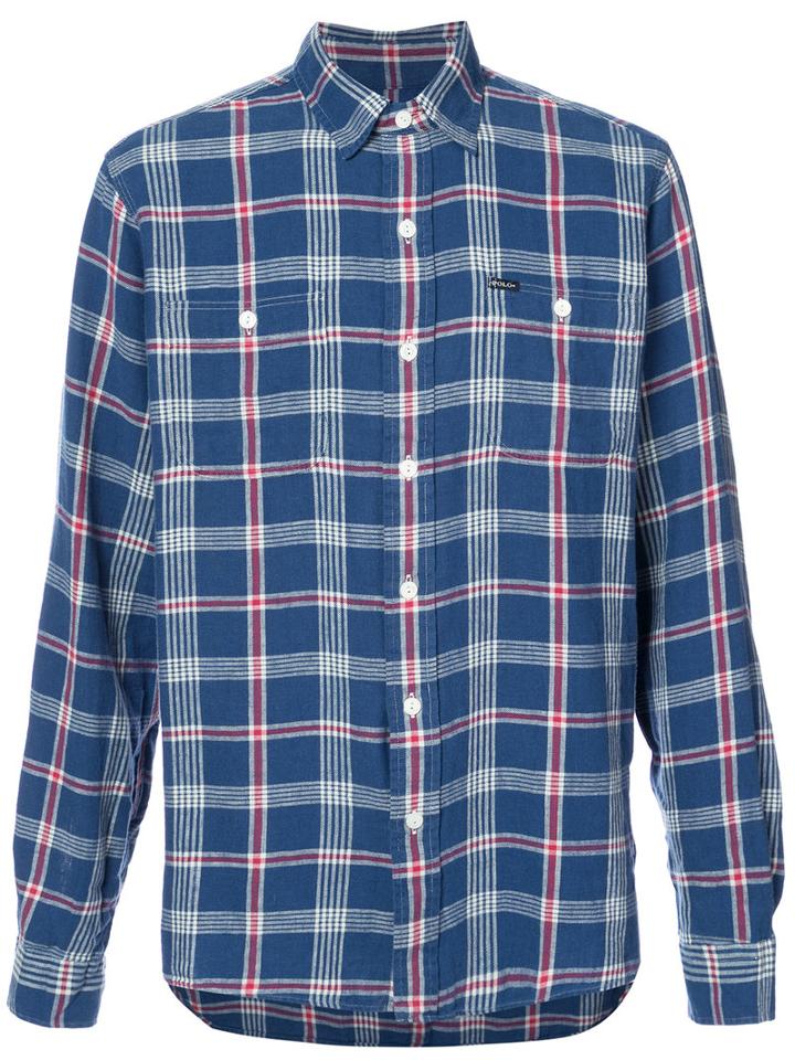 Polo Ralph Lauren - Checked Shirt - Men - Cotton/linen/flax - L, Blue, Cotton/linen/flax