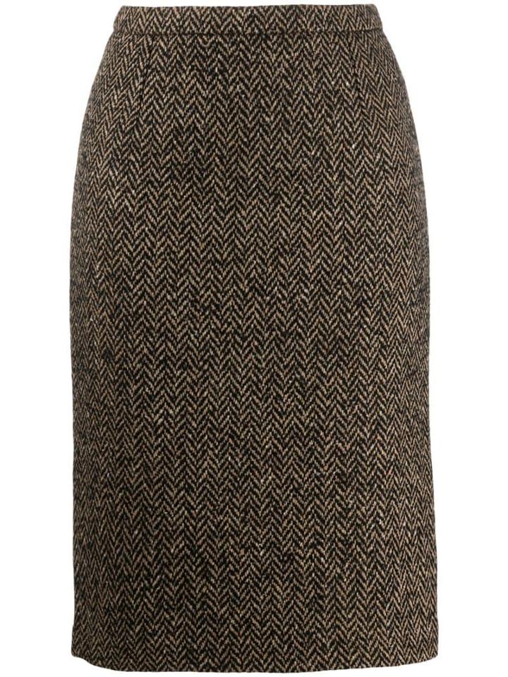 Red Valentino Chevron Pencil Skirt - Neutrals