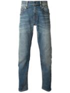 R13 Faded Straight Leg Jeans, Men's, Size: 34, Blue, Cotton/calf Leather/polyester/spandex/elastane
