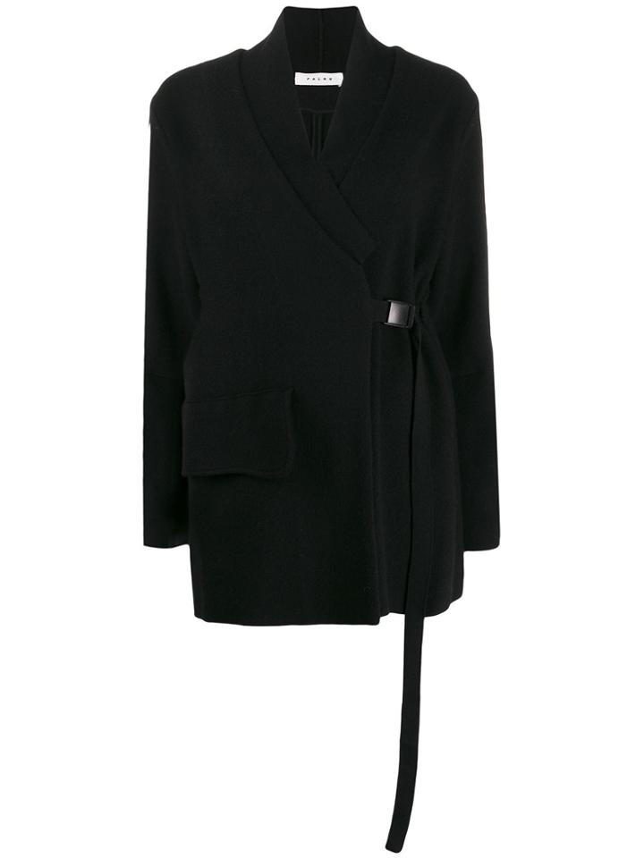 Falke Deep V-neck Buckled Sweater - Black