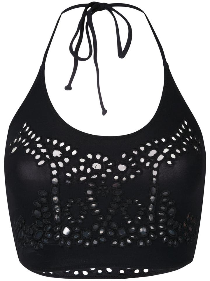 Ermanno Scervino - Lace Halterneck Bikini Top - Women - Polyamide/spandex/elastane - Ii, Black, Polyamide/spandex/elastane