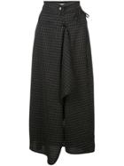 Lemaire Check Print Draped Front Skirt - Grey