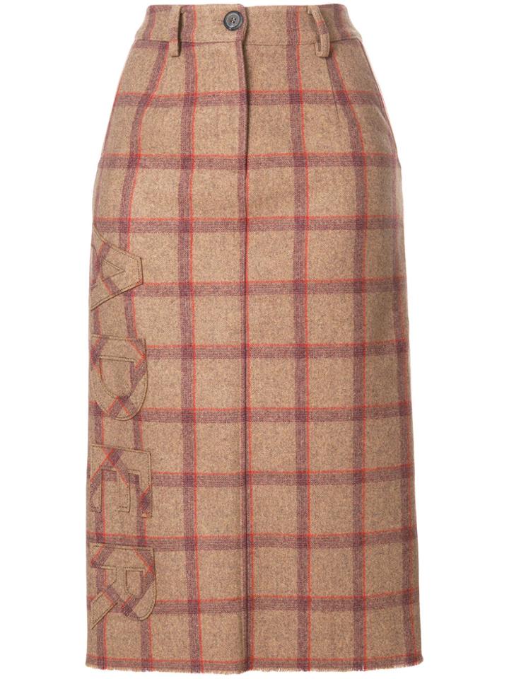 Ader Check Printed Skirt - Brown