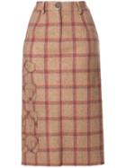 Ader Check Printed Skirt - Brown