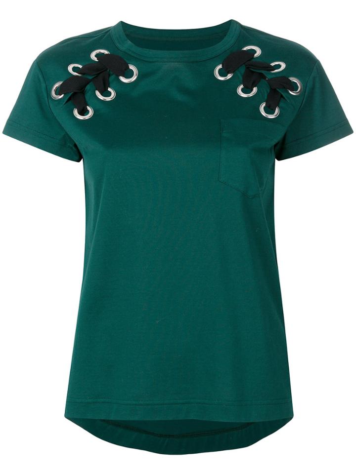 Sacai Eyelet Laced T-shirt - Green