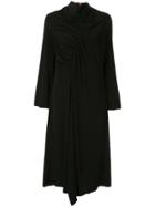 Y's Gathered-design Midi Dress - Black