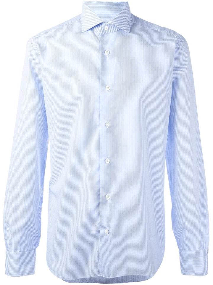 Barba Fine Stripe Shirt, Men's, Size: 42, Blue, Cotton
