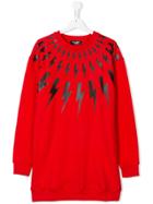 Neil Barrett Kids Teen Lightning Print Sweatshirt - Red