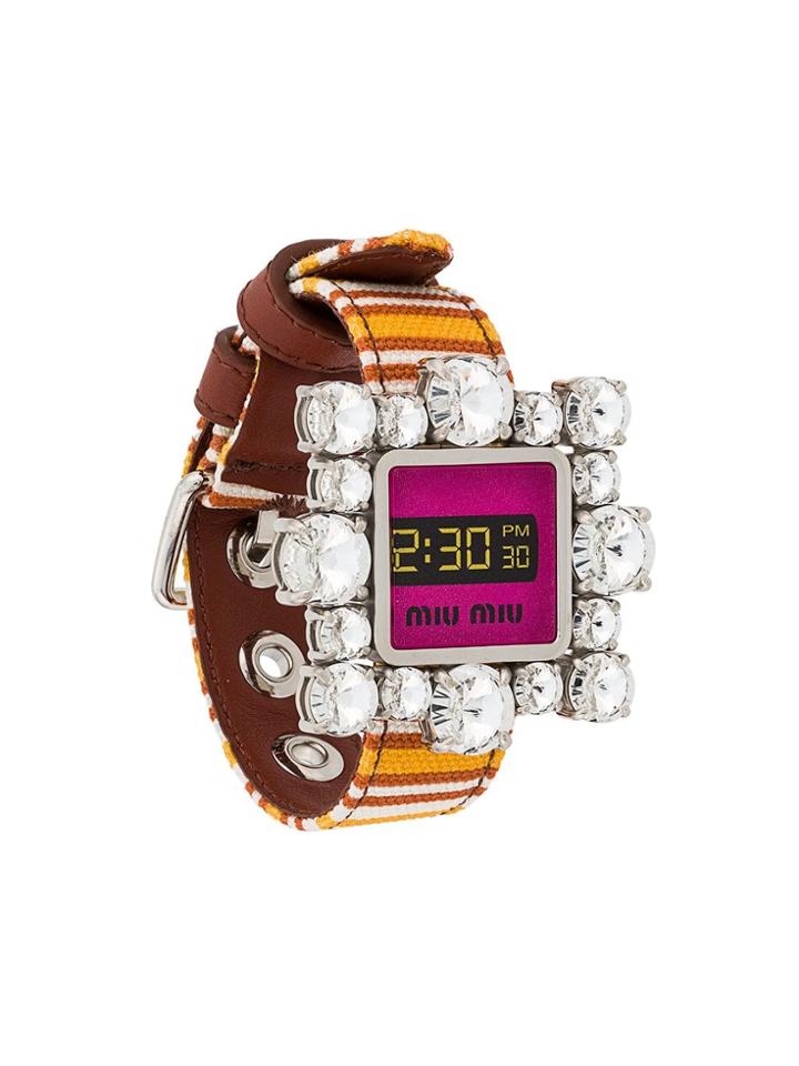 Miu Miu Crystal Embellished Bracelet - Orange