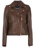 Diesel - Cropped Biker Jacket - Women - Cotton/lamb Skin - L, Brown, Cotton/lamb Skin