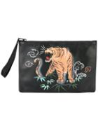 Marcelo Burlon County Of Milan - Tiger Print Clutch Bag - Women - Cotton/leather - One Size, Black, Cotton/leather
