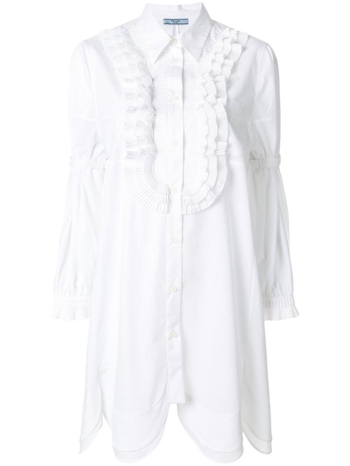 Prada Pleated Bib Shirt - White