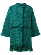Gianluca Capannolo Woven Raw Edge Coat, Women's, Size: 38, Blue, Acrylic/polyamide/virgin Wool