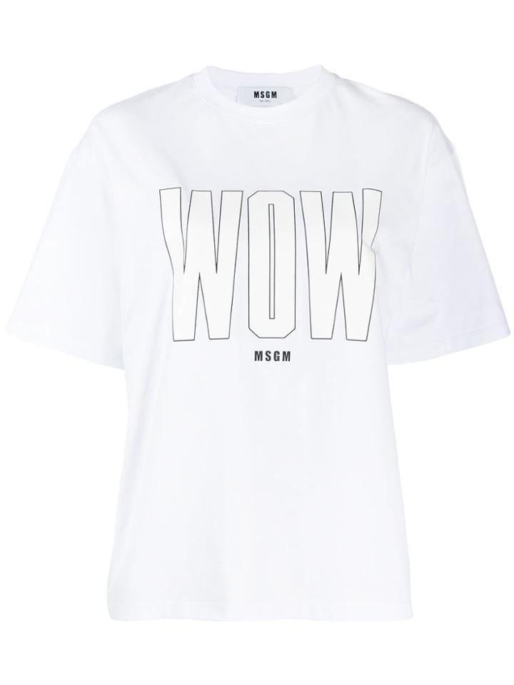 Msgm Printed 'wow' T-shirt - White