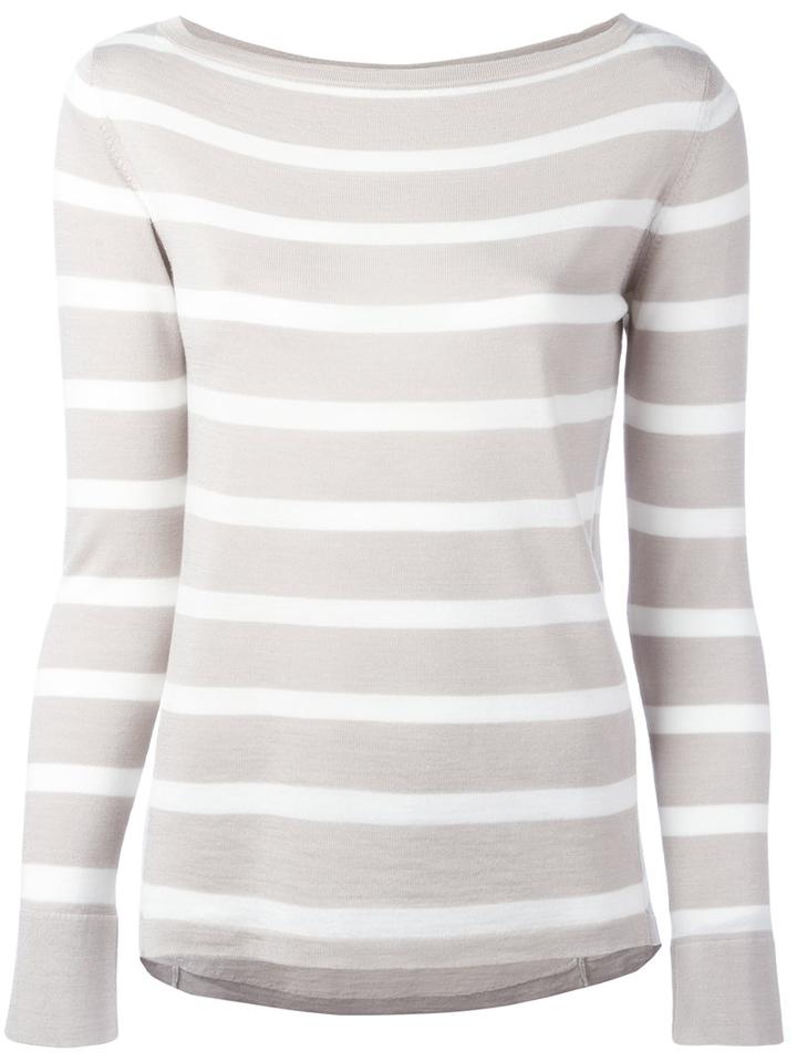 Eleventy Striped Jumper, Women's, Size: Large, Grey, Merino/silk