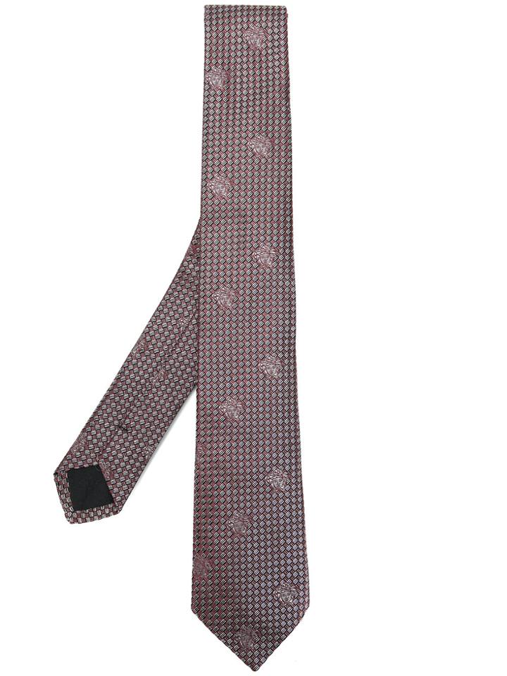 Versace Micro Medusa Print Tie - Pink & Purple