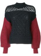 Self-portrait Contrast Sleeve Jumper - Blue